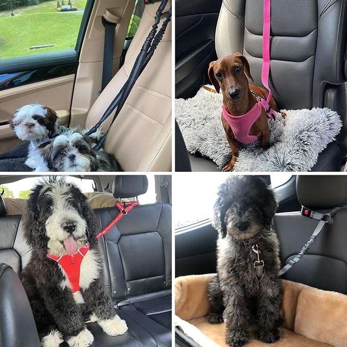 BWOGUE Pet Dog Cat Seat Belts, Car Headrest Restraint Adjustable Safety Leads - Image 7