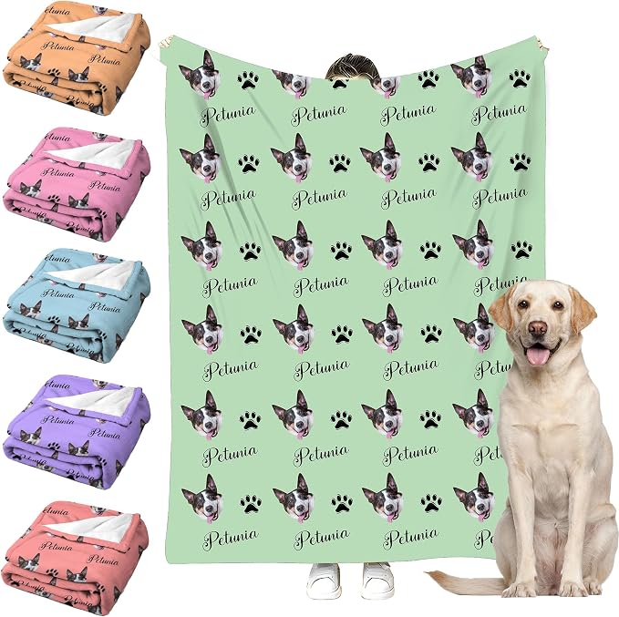 Personalized Paw Print Dog Blanket by Faroishta