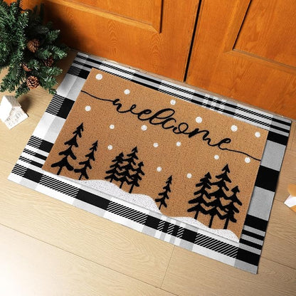 Tinideya 2 Pcs Door Mat Welcome Non Slip Coir Mats Floor Layering Doormats - Image 5