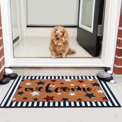 Tinideya 2 Pcs Door Mat Welcome Non Slip Coir Mats Floor Layering Doormats - Image 5