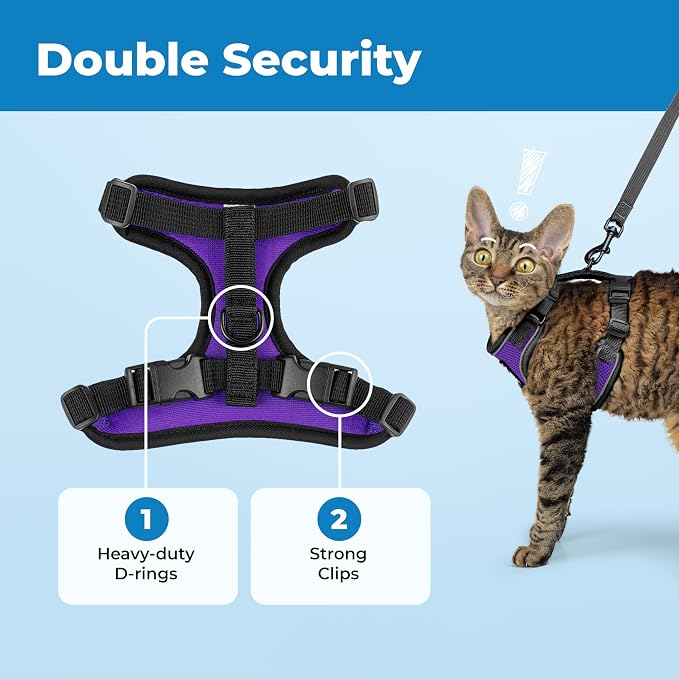 Voyager Escape-Proof Step-in Lock Cat Harness & 5ft Neoprene-Handle Leash Set - Image 5