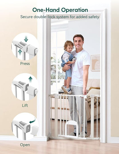 Babelio Baby Gate with Adjustable Cat Door, 29-43" Auto Close Durable Pet door - Image 5