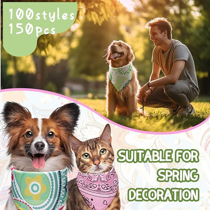 150 Pcs Paisley Dog Bandanas Bulk Pet Bibs Colorful Triangle Scarf Pet Paisley - Image 5