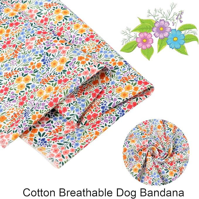 ARING PET Girl Dog Bandana, Spring Summer Daisy Floral Pet Bandana Scarf - Image 2