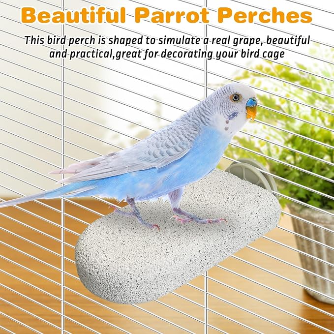PINVNBY 6 PCS Large Bird Cage Perch Natural Parrot Beak Grinding Stone Calcium - Image 7