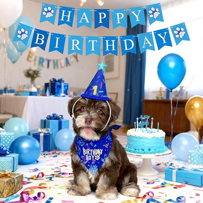 Dog Birthday Party Decorations, Adjustable Dog Bandana Set - Image 6