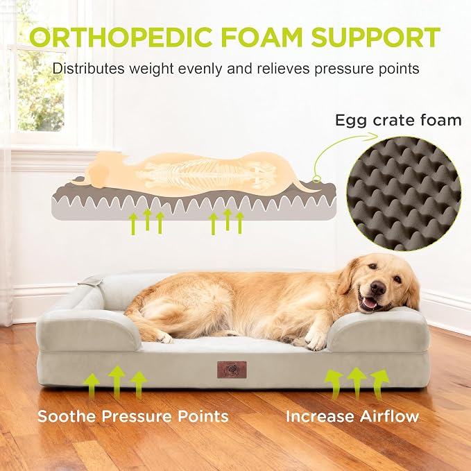 Orthopedic Dog Beds for Large Medium Dogs, Big Waterproof Memory Foam Pet Couch - Image 2
