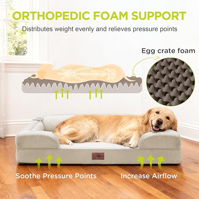 Orthopedic Dog Bed for Extra Large Dogs, XXL Waterproof Egg Crate Memory Foam - Image 2