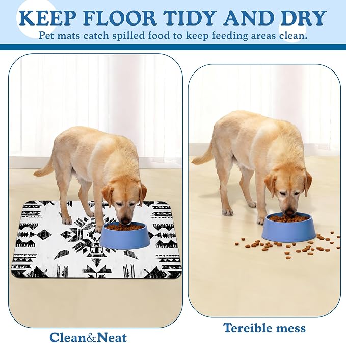 Black Boho Art Dog Food Mat–Christmas Stocking Absorbent Quick Dry Feeding - Image 5