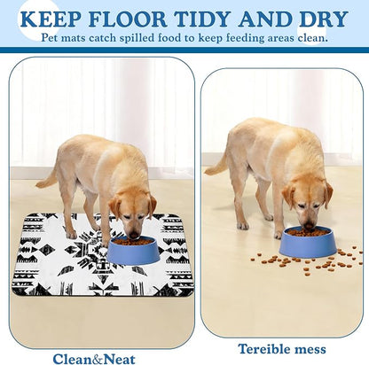 Black Boho Art Dog Food Mat–Christmas Stocking Absorbent Quick Dry Feeding - Image 5