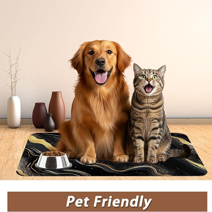 Marble Pet Feeding Mat, Non-Slip Rubber Backing Mat, Cat Dog Accessories - Image 6