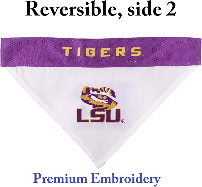 Pets First Collegiate Pet Accessories, Reversible Bandana, LSU Tigers, - Image 2