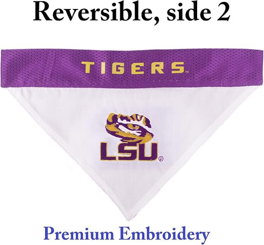 Pets First Collegiate Pet Accessories, Reversible Bandana, LSU Tigers, - Image 2