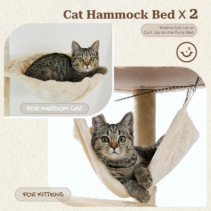 PETEPELA Floor to Ceiling Cat Tree, 92.9''-101.6''Height Adjustable Cat Tower - Image 6