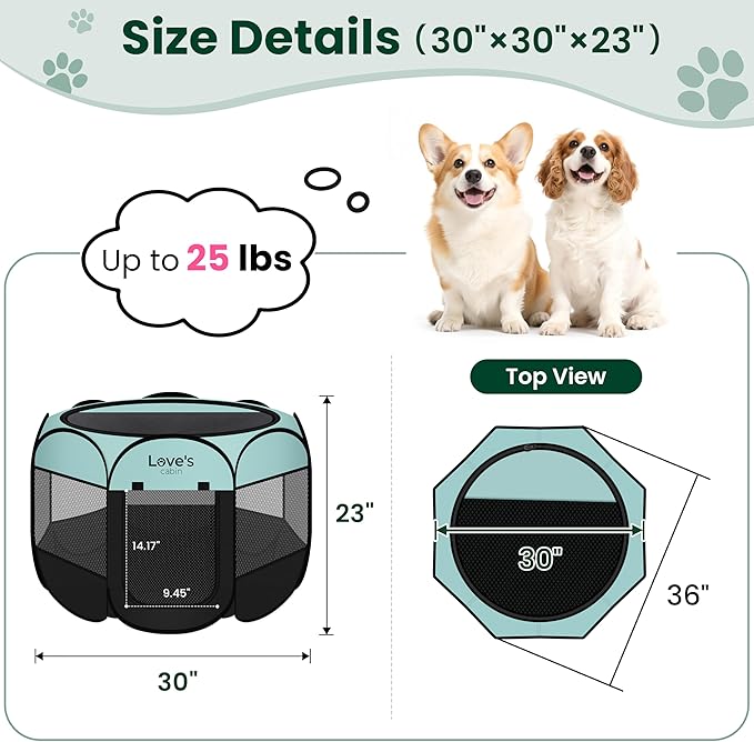 Love's cabin Pet Puppy Dog Playpen, Medium Dog Tent Crates Cage Indoor/Outdoor - Image 3