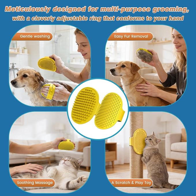 7PCS Dog Bath Brush | Pet Grooming Gloves | Storage Bag | Soothing Massage - Image 6