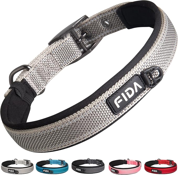 Fida Heavy Duty Dog Collar, Ultra Comfortable Soft Neoprene Padded, Adjustable by Fida