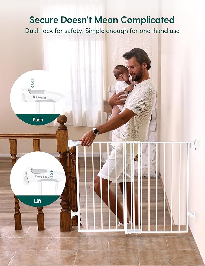 Babelio Baby Gate for Stairs, Kitchen & Doorways, No Bottom Bar| Easy - Image 5