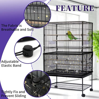 Daoeny Large Bird Cage Cover, Bird Cage Seed Catcher, Adjustable Soft Nylon - Image 4