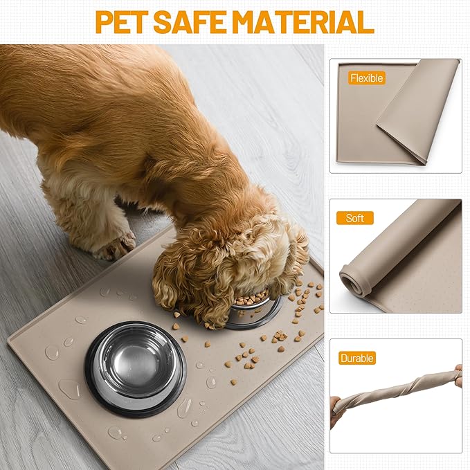 Hubulk Dog Feeding Mat, 100% Waterproof Food Grade Silicone Pet Food and Water - Image 5