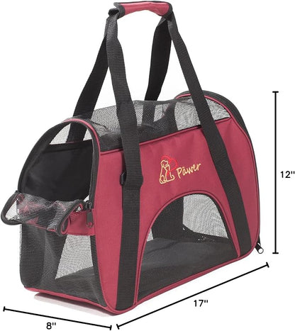 Pawer Soft-Sided Pet Carrier for Cat and Small Dog, Burgundy Color, Medium Size - Image 10