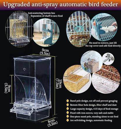 Kenond No Mess Bird Feeder Water Dispenser Set, Automatic Parrot Feeder Cage - Image 3