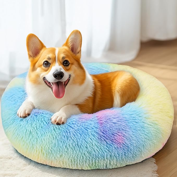 28in Large Dog Bed, Medium Size Dog and Cats, Calming Donut Bed - Image 5
