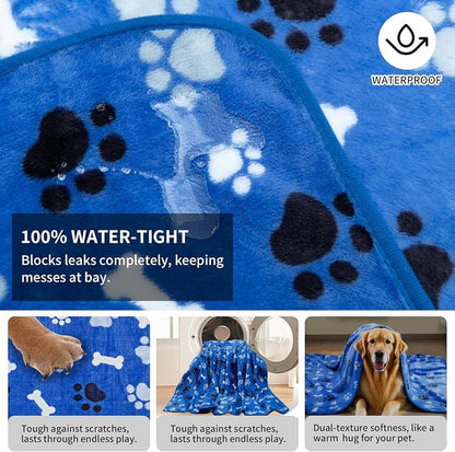 Dog Blanket Paw Bone Pattern 1 Pack 3 Colorful 40"*30" Super Soft Warm Flannel - Image 6