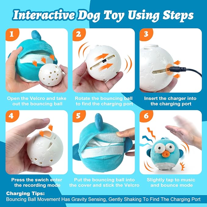 Dog Toys, Rechargeable Crinkle Chew Interactive Squeaky Toy - Image 7