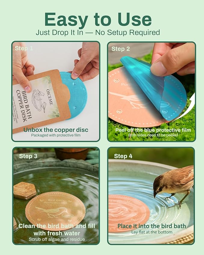 Bird Bath Purification Disk Pure Copper Outside Winter Solar Power Birdbath - Image 6