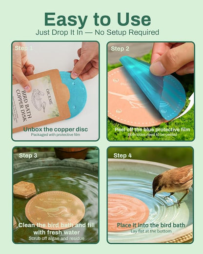 Bird Bath Purification Disk Pure Copper Outside Winter Solar Power Birdbath - Image 6