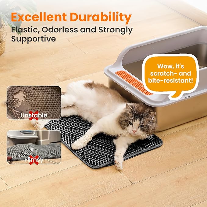 Small Cat Litter Mat, 20x14’’ Double Layer Honeycomb Cat Litter Box Mat - Image 6