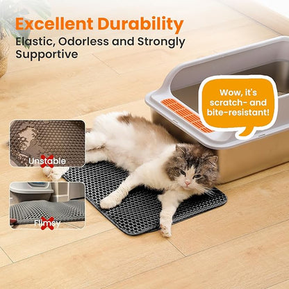 Small Cat Litter Mat, 20x14’’ Double Layer Honeycomb Cat Litter Box Mat - Image 6