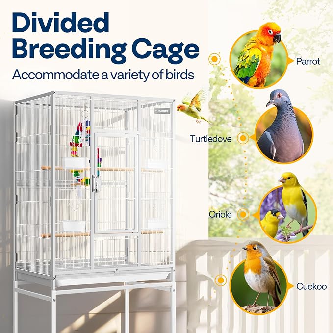 VIVOHOME 54 Inch Wrought Iron Large Bird Flight Cage - Image 6