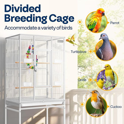 VIVOHOME 54 Inch Wrought Iron Large Bird Flight Cage - Image 6