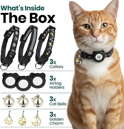 Cat Collar with AirTag Holders, Reflective Breakaway Safety Collars, Bells and - Image 2