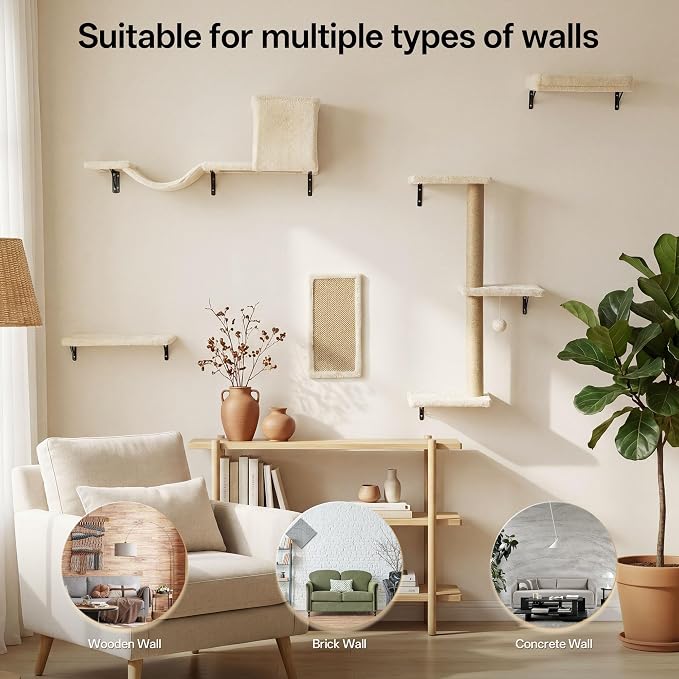 MEWANG 5-in-1 Cat Wall Shelves: Cat Climbing Furniture - Image 6
