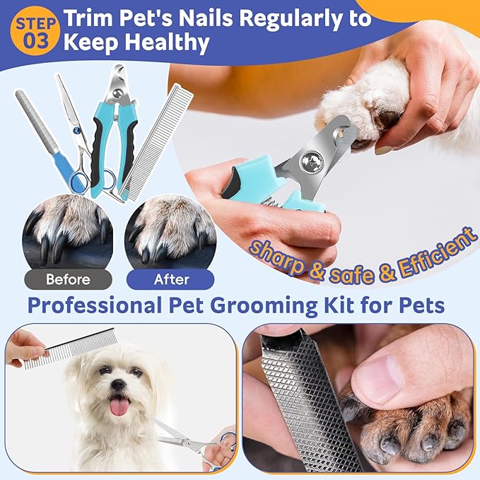 Dog Brush for Shedding 13pcs Bath Grooming Kit - Image 5