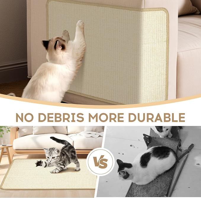 White Cat Scratching Mat Sisal, 2 Packs Sisal Fabric Large Cat Scratching Pad - Image 5