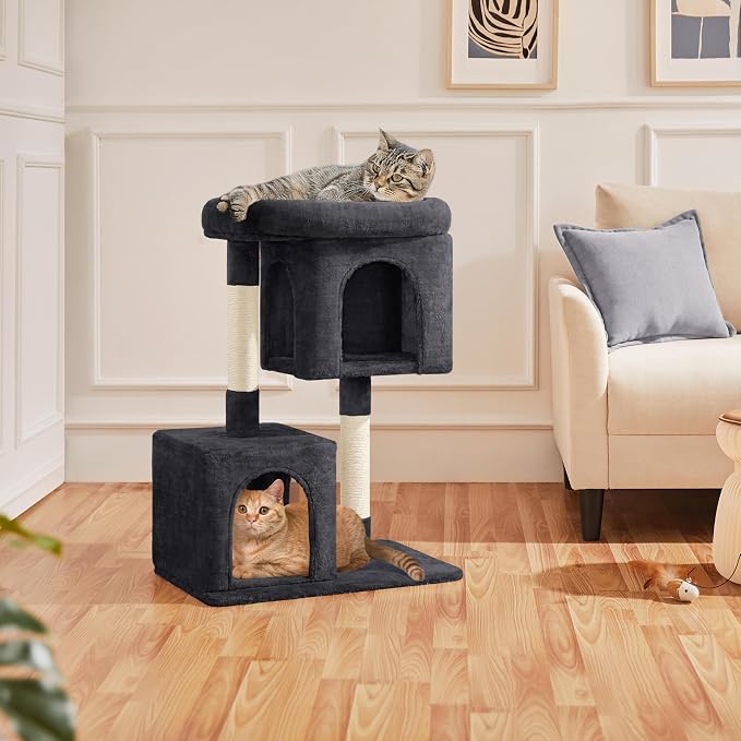 Yaheetech 33.5in Cat Tree, Small Kittens Tower w/Large Perch&2 Cozy Condos - Image 9