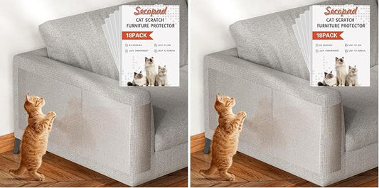 18 PCS Large Cat Scratch Furniture Protector, Transparent Couch Protector from by Secopad