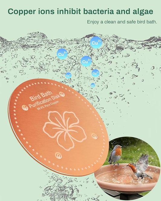 Bird Bath Purification Disk Pure Copper Outside Winter Solar Power Birdbath - Image 2