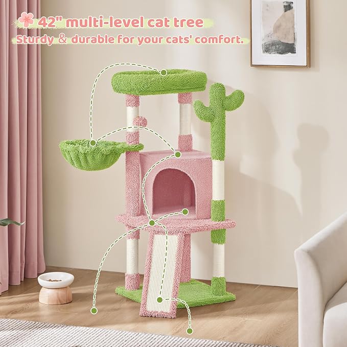Yaheetech Cactus Cat Tree, 42in Cat Tower - Image 8