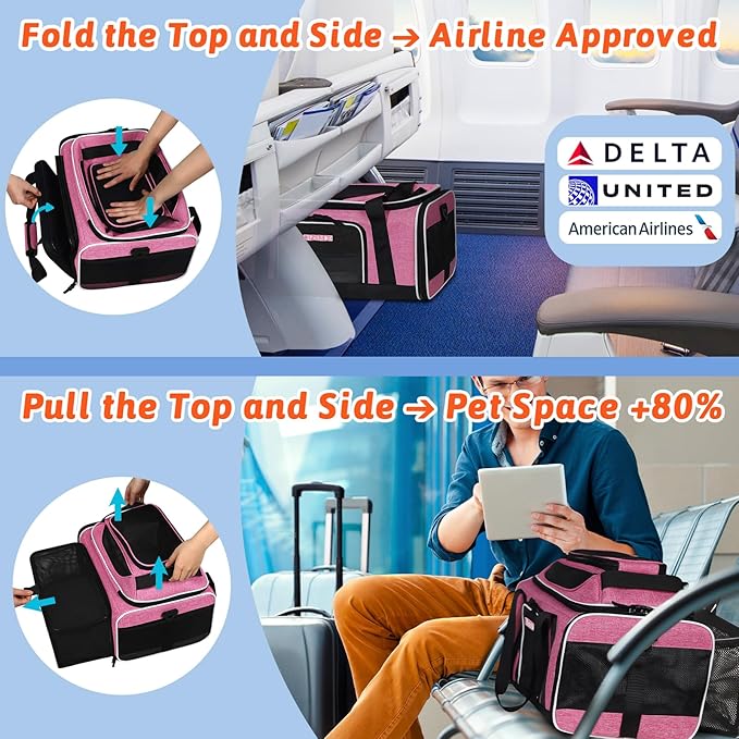 Petskd Top and Side Expandable Pet Carrier 18x11x11 Inches Delta United Airline - Image 2