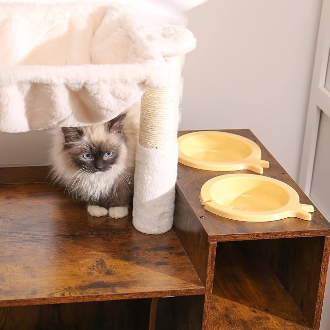 Hey-brother Cat Tree with XL Litter Box Enclosure, All-in-one Cat Tower - Image 9