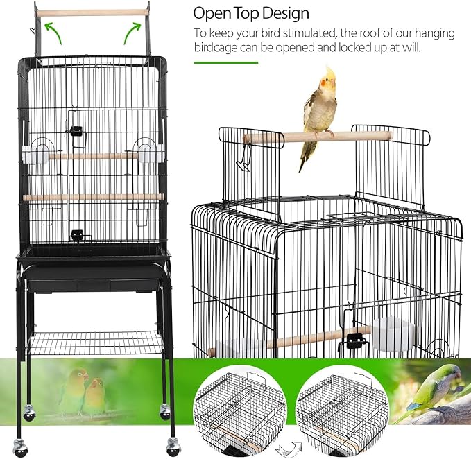 Yaheetech Open Top Rolling Parrot Bird Cage - Image 5