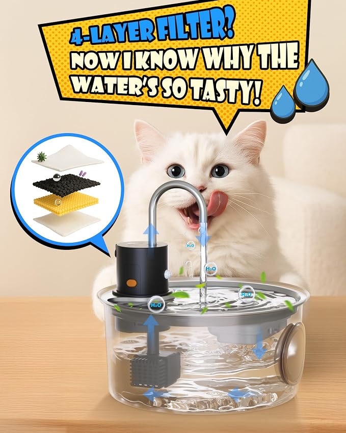 Wireless Cat Water Fountain Stainless Steel, Cordless Automatic Pet Water - Image 7