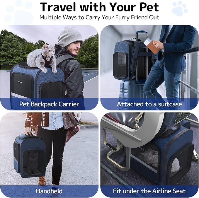 Cat Carrier Backpack with Detachable Play Tunnel, 2 in 1 Cat Tunnel Backpack - Image 7