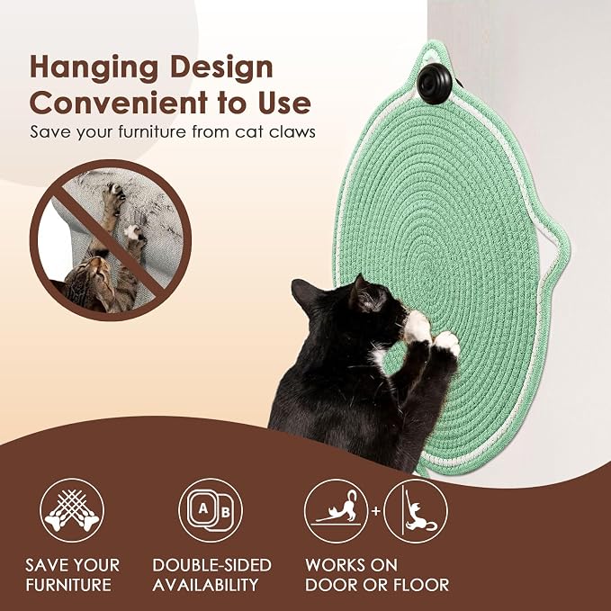 Natural Cotton Rope Cat Scratch Pad, 15.7'' Round Horizontal Floor Cat - Image 4