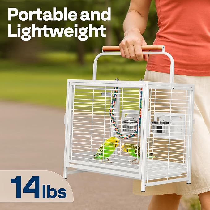VIVOHOME 19 Inch Wrought Iron Bird Travel Carrier Cage - Image 2